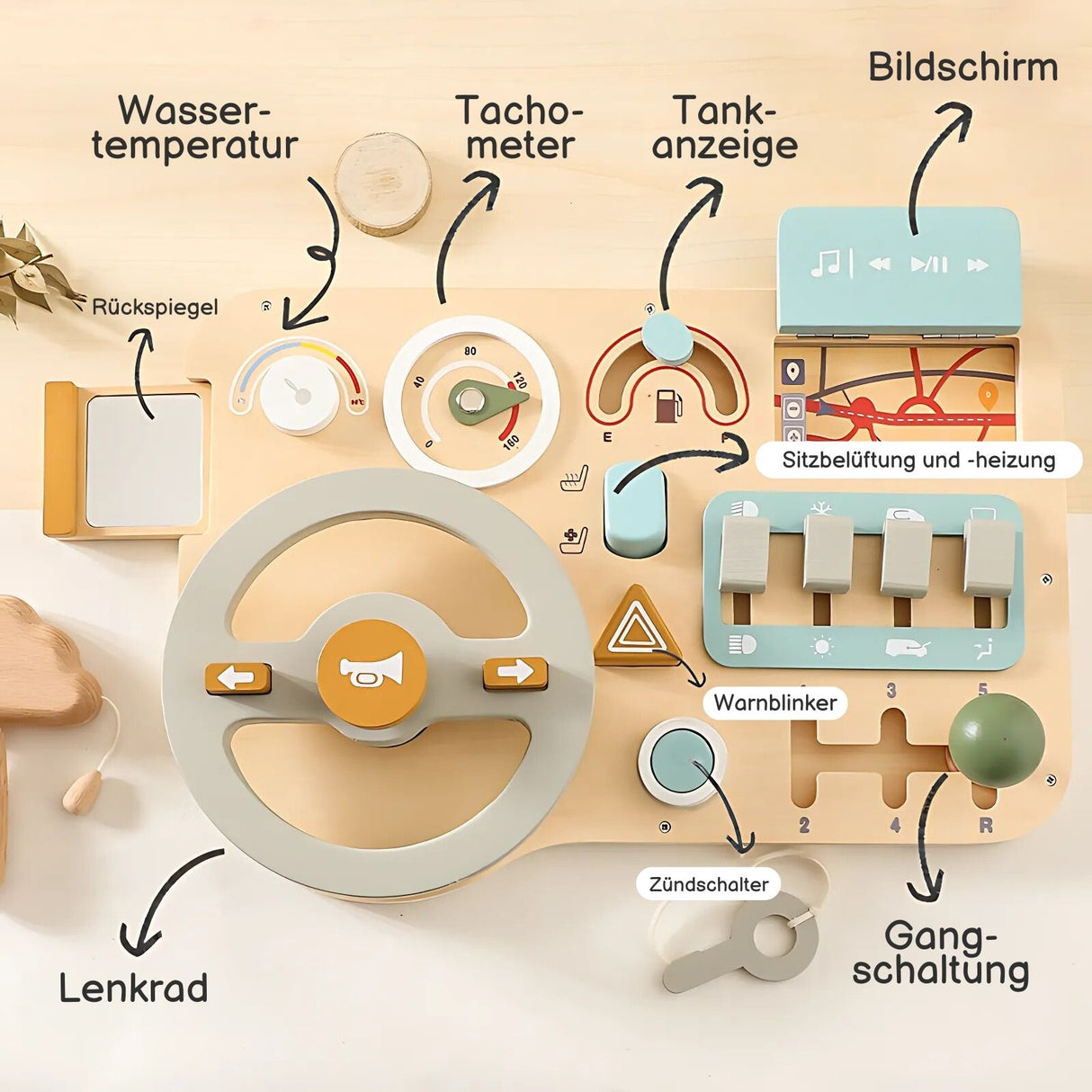 Auto-Holzspielbrett für Kinder Fahr-Simulation Lernspielzeug Kinderspielzeug