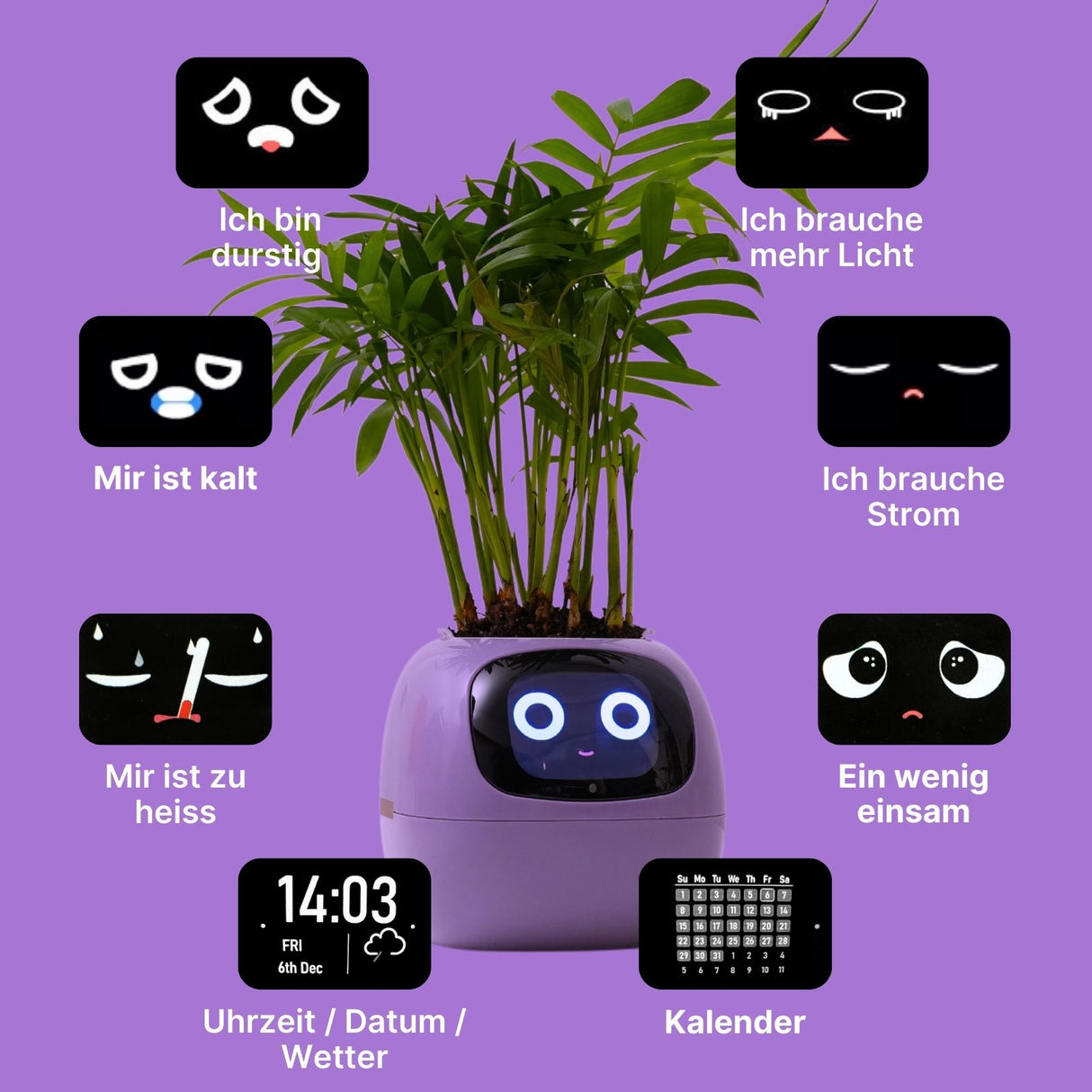 Ivy Smart Planter Smarter Blumentopf Elektronischer Blumentopf Smart Plant Pot USB-Pflanzenübertopf