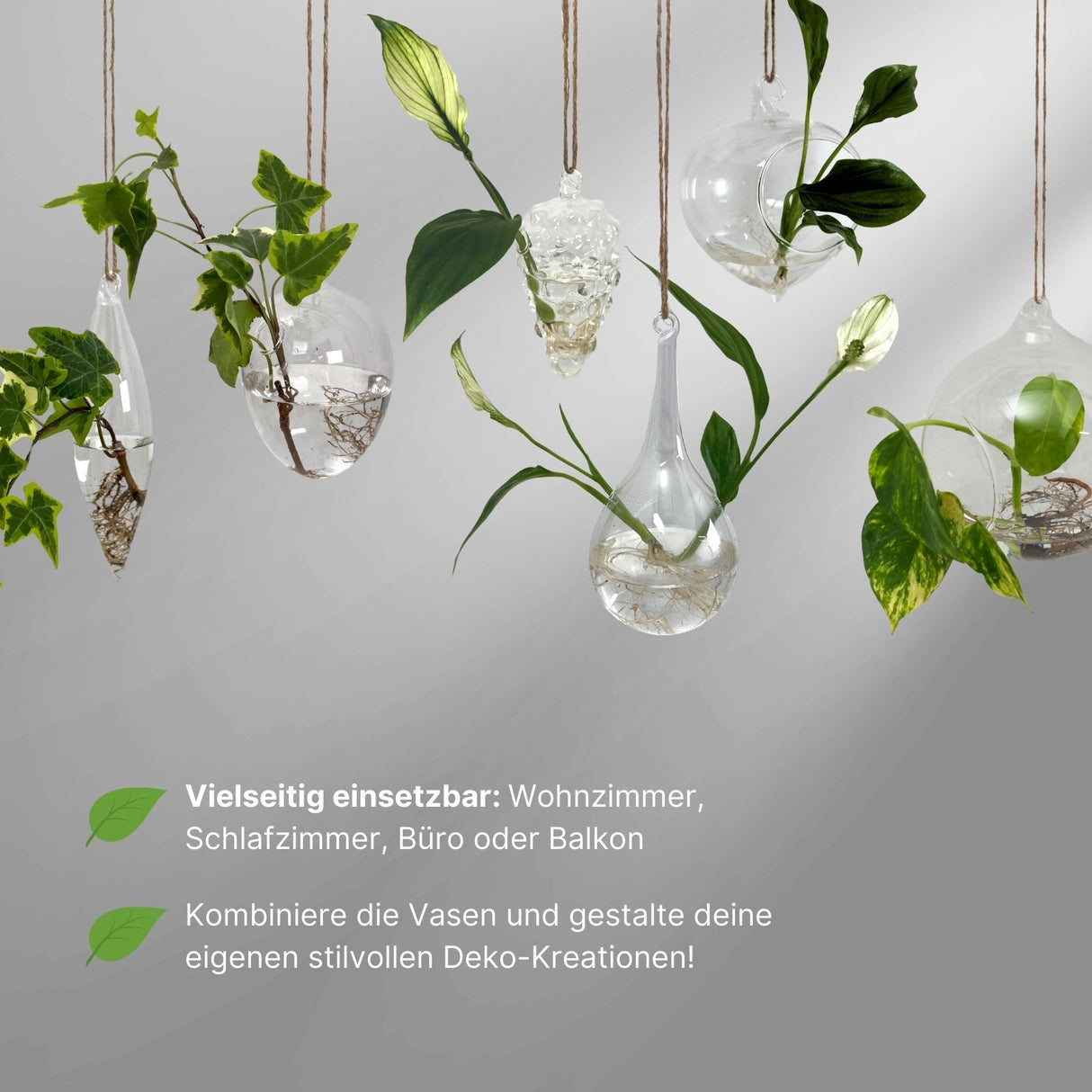 Hängende Glasvase Eiszapfenform Blumenvase Vase Dekoration