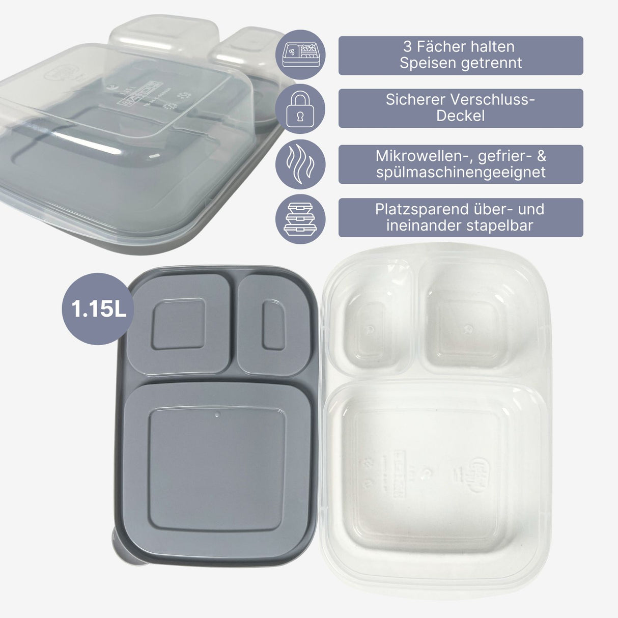 Aufbewahrungsbox Vorratsdose Meal-Prep Box Lunchbox Frischhaltedose