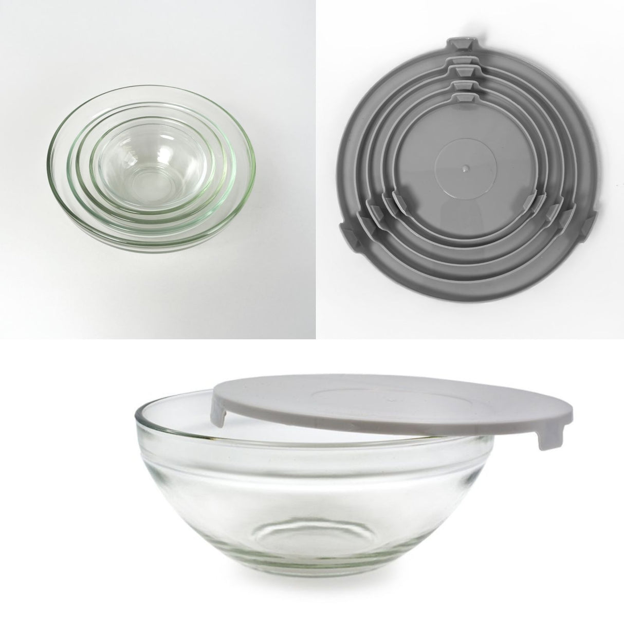 5er-Set Glasschüsseln mit Deckel Glasbehälter Glasschale
