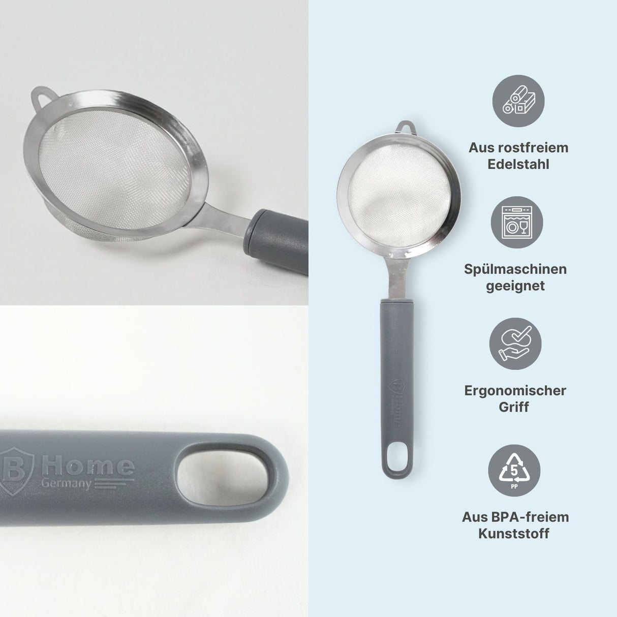 Feinsieb Küchensieb Stielsieb Passiersieb Pudersieb