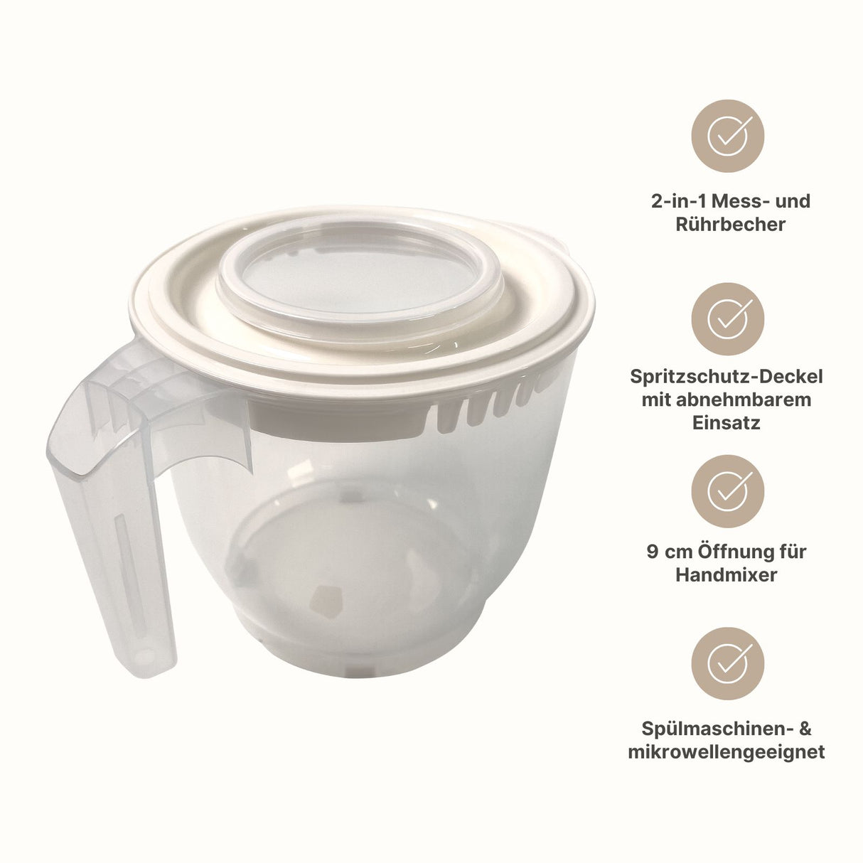 Messbecher mit Rühr-Deckel Messkanne Rührbecher Messbehälter
