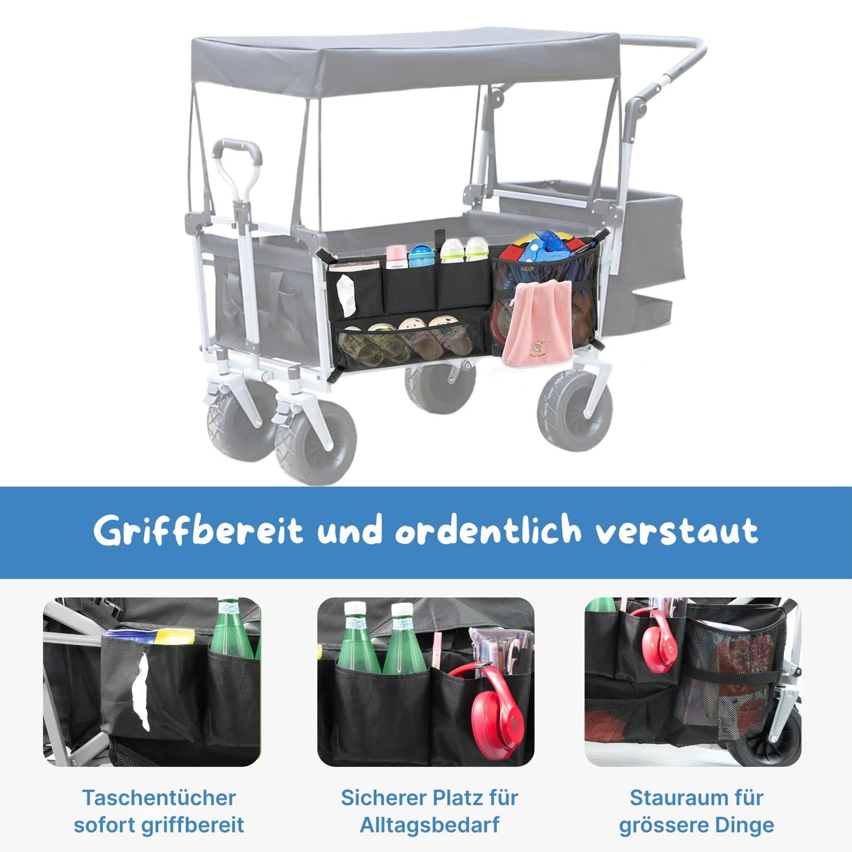 Aufbewahrungstasche für Bollerwagen 126073 Zusatztasche Seitentasche
