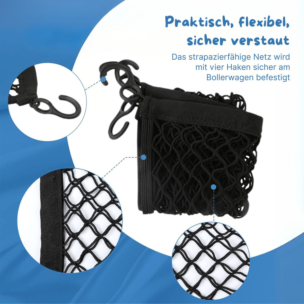 Netztasche für Bollerwagen 126073 Aufbewahrungstasche Seitentasche