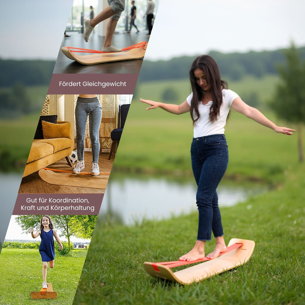 Fitness-Balanceboard mit Slackline Fitnessbrett Balancebrett