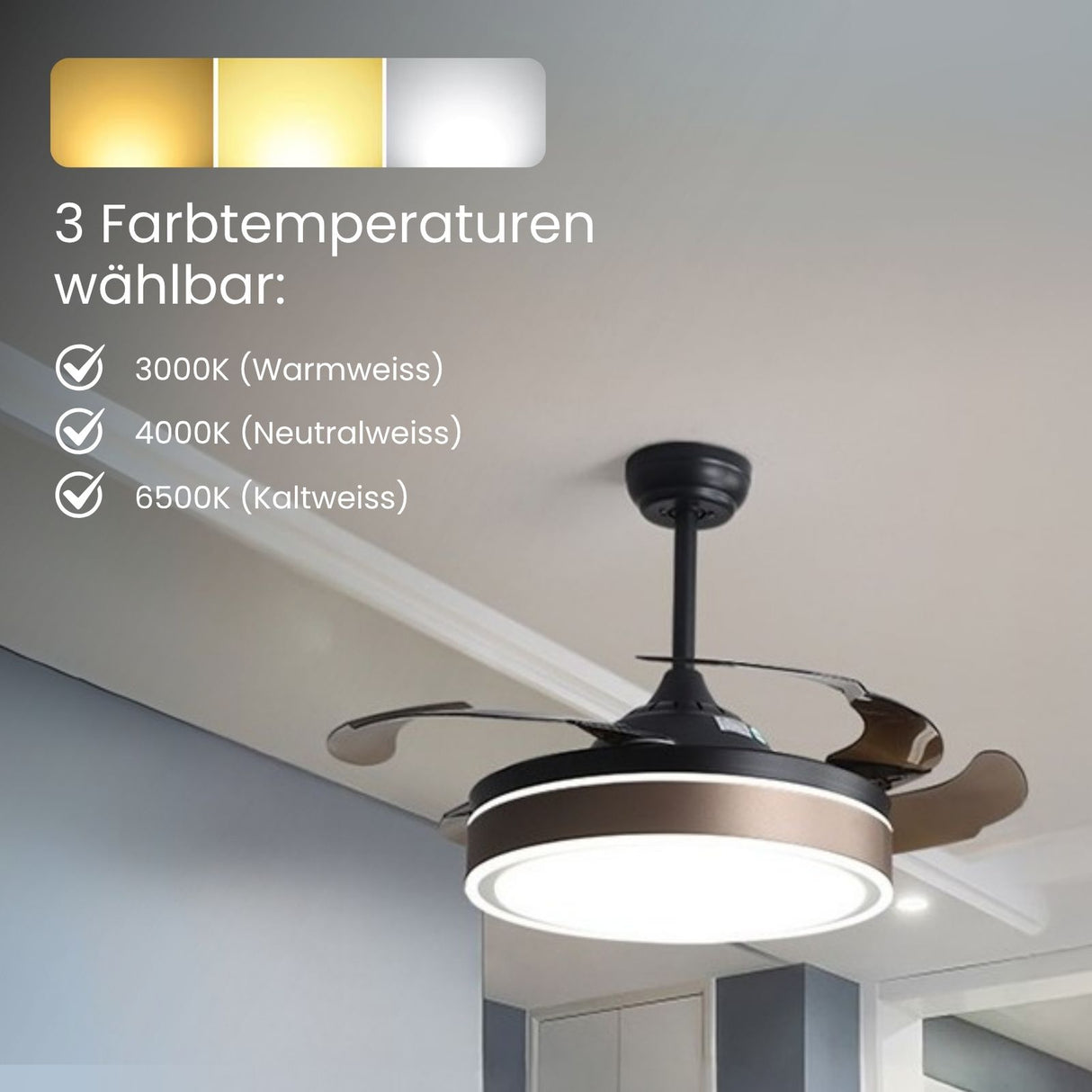 Deckenventilator mit LED-Beleuchtung Deckengebläse Ventilator