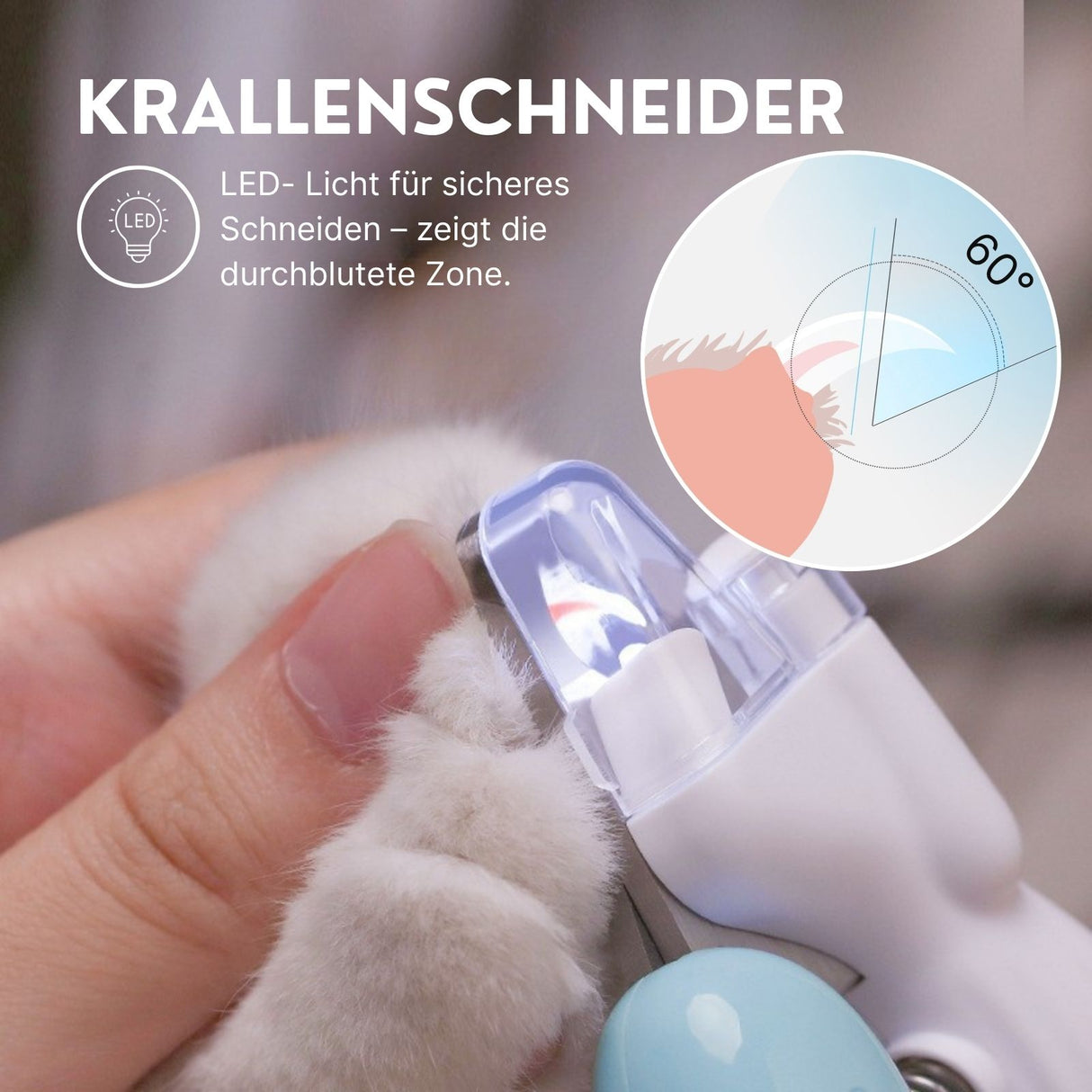 Tiernagelschneider LED-Krallenschneider Tiernagelschere Krallenzange