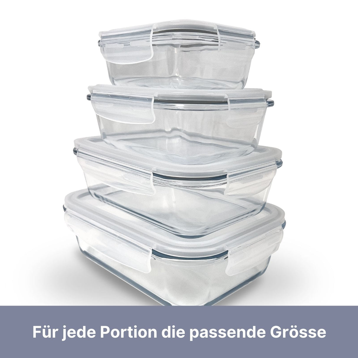 4er-Set Glas-Vorratsbehälter Frischhaltedosen Vorratsdosen Behälter