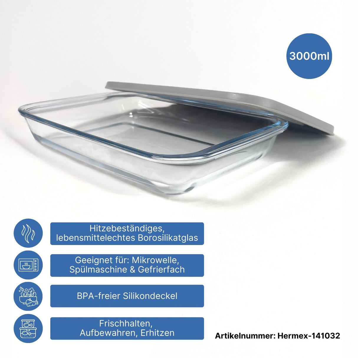 2er-Set Glas-Auflaufformen mit Deckel Ofenformen Backofenformen