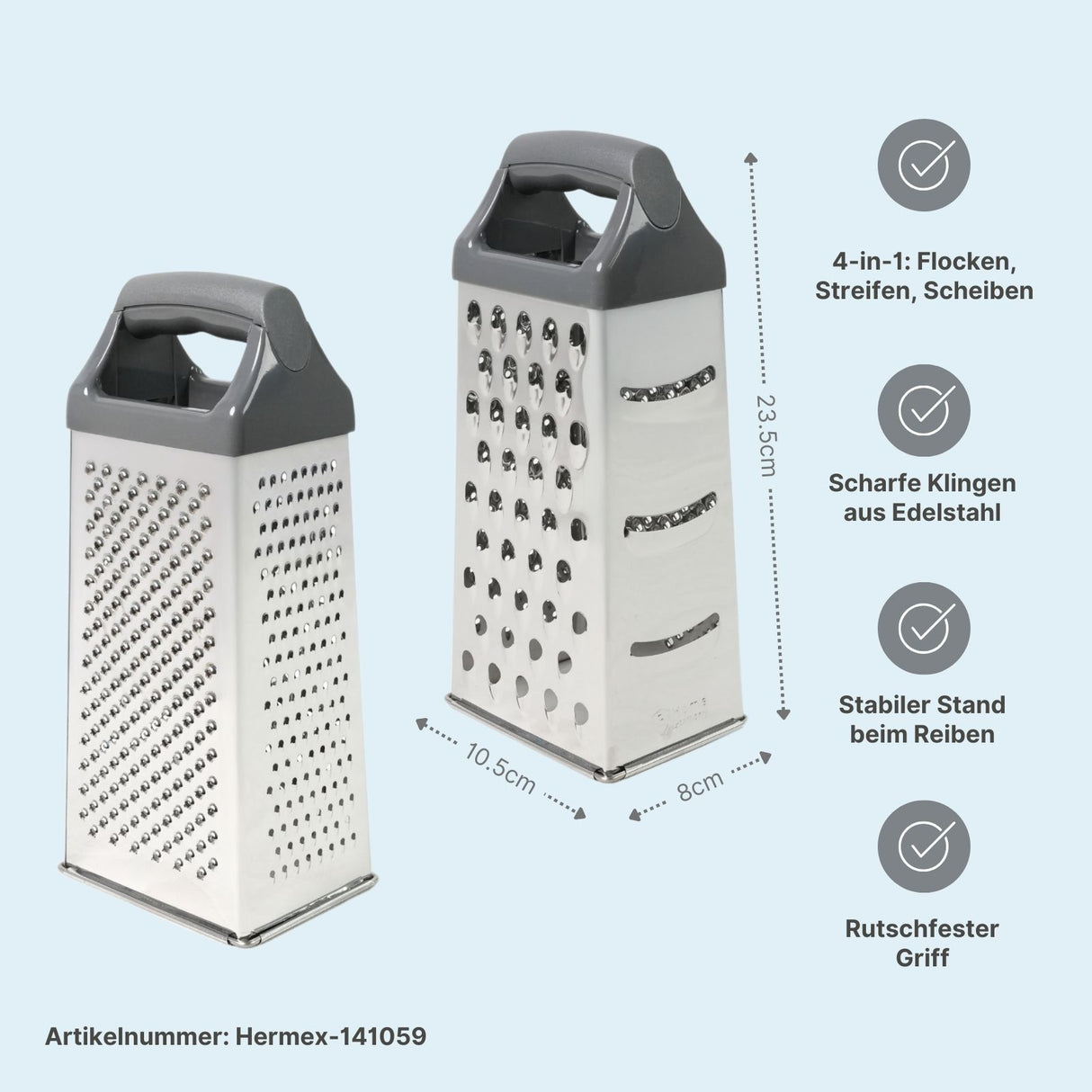 4er-Set Edelstahl-Gemüsereiben L & XL Küchenreiben Handreiben