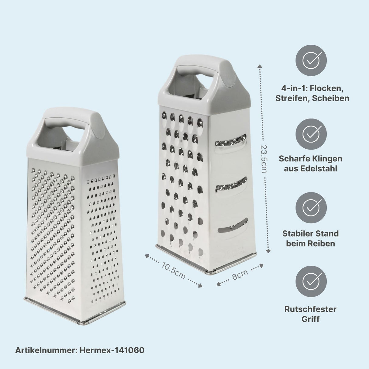 4er-Set Edelstahl-Küchenreiben L & XL Handreiben Gemüsereiben