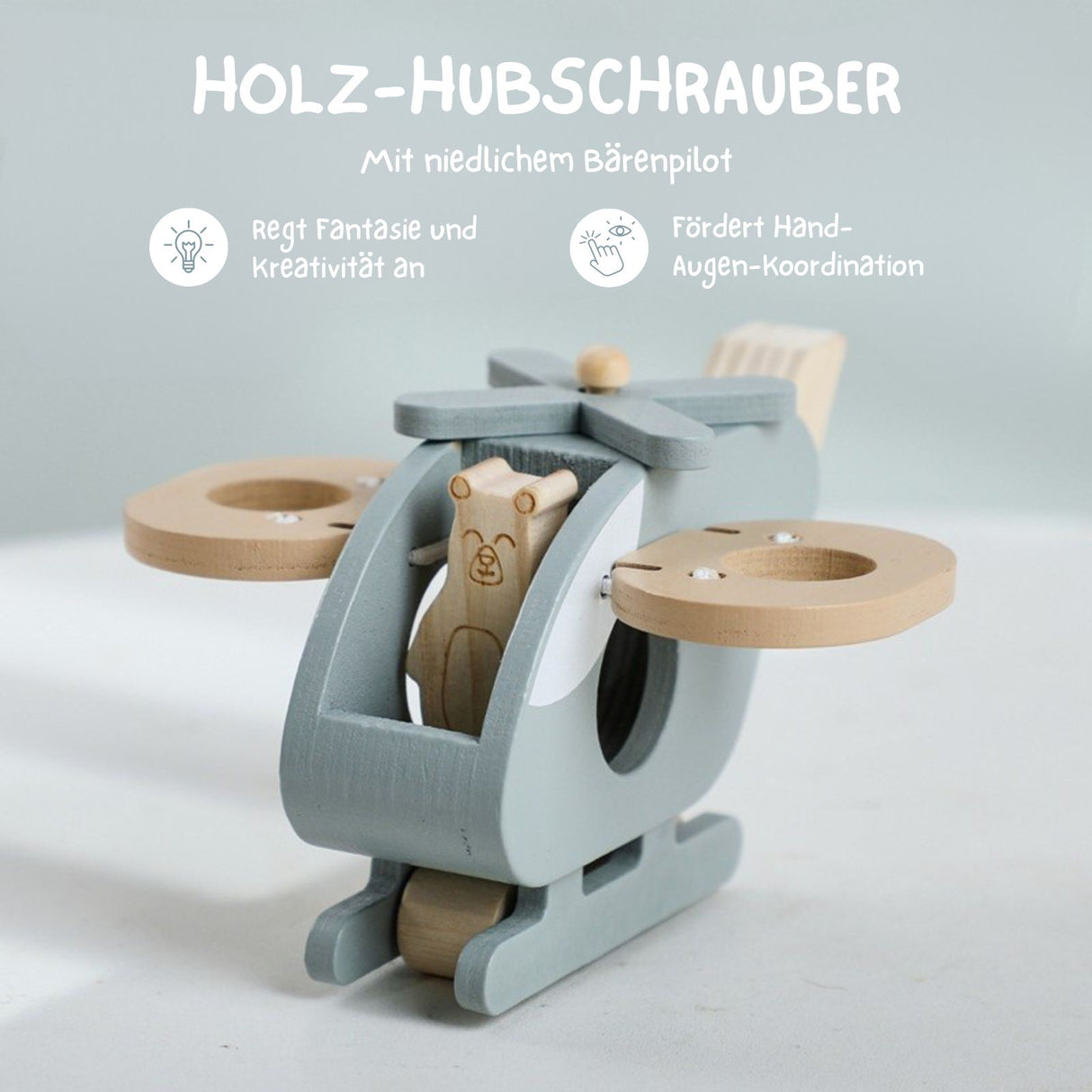 Holz-Hubschrauber Kinderspielzeug Helikopter Luftfahrzeug Spielzeug