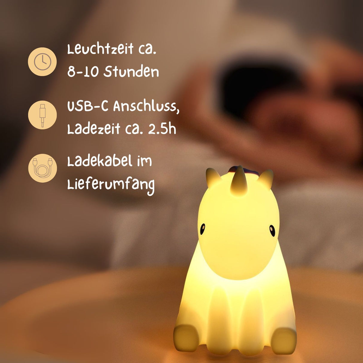 LED-Einhorn-Nachtlicht Schlaflicht Tischleuchte Kinder-Nachttischlampe