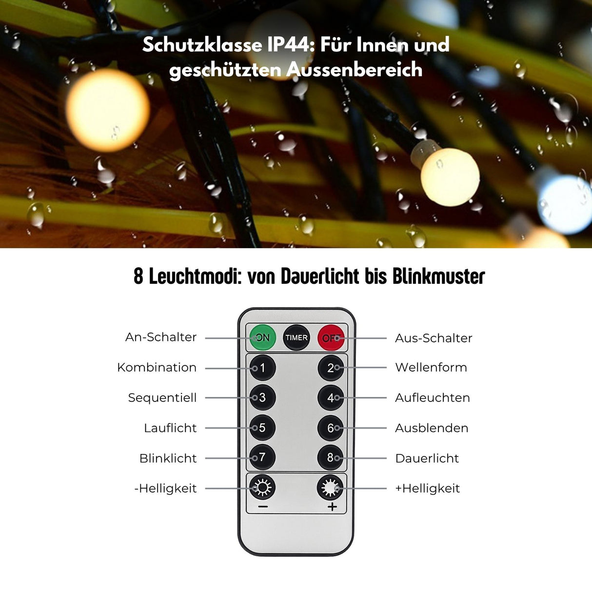 LED Cluster-Lichterkette 3m Büschellichterkette Lichtgirlande