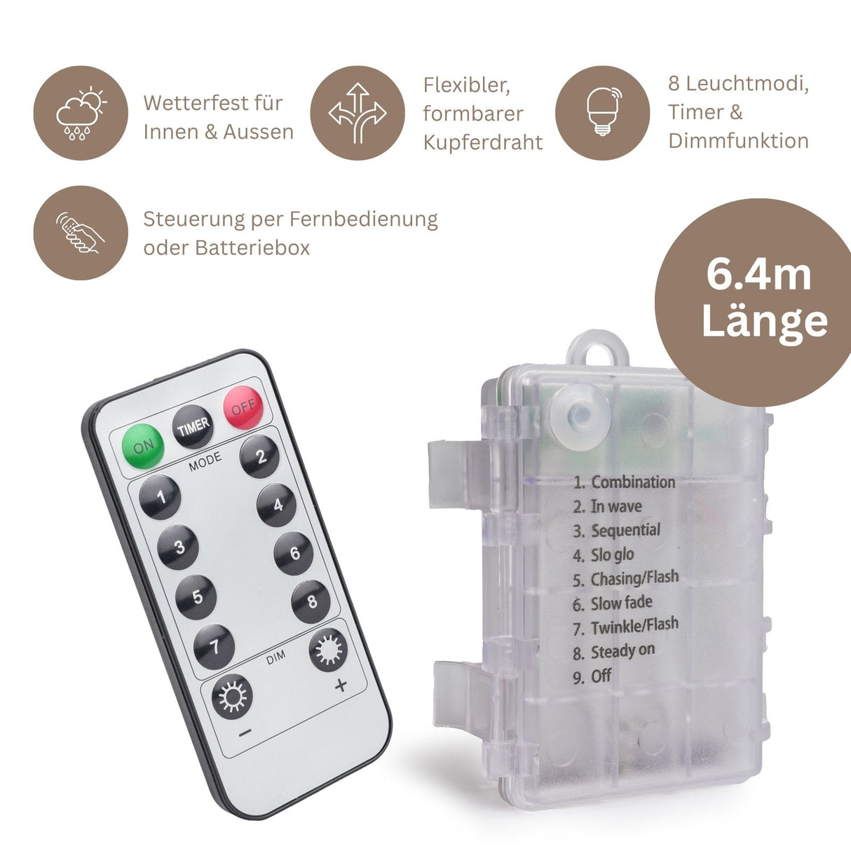 LED Lichterkette 6.4m Cluster-Lichterkette Büschellichterkette