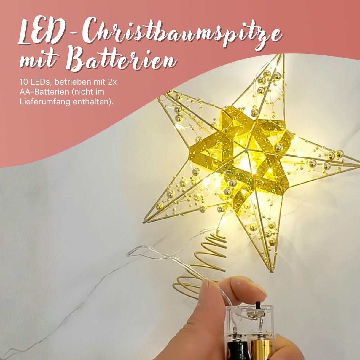 Christbaumspitze LED-Stern Weihnachtsbaumspitze Baumspitze mit Licht