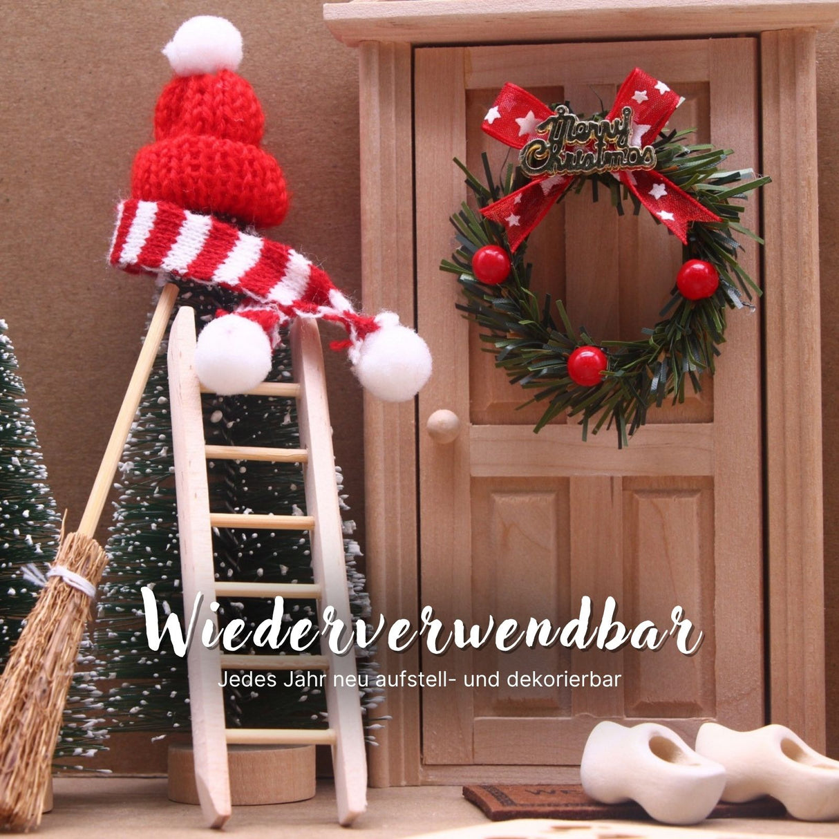 24-tlg. Wichteltür-Set Weihnachtsdeko Miniaturwelt Elfentür-Zubehör