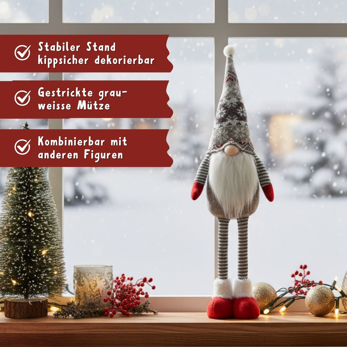 Stehfigur Wichtel Weihnachtswichtelfigur Deko-Wichtel Wichteldekofigur