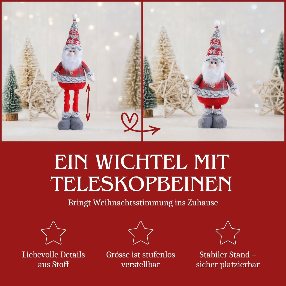 Weihnachtsmannfigur Deko-Weihnachtsmann Stehfigur Weihnachtsmann