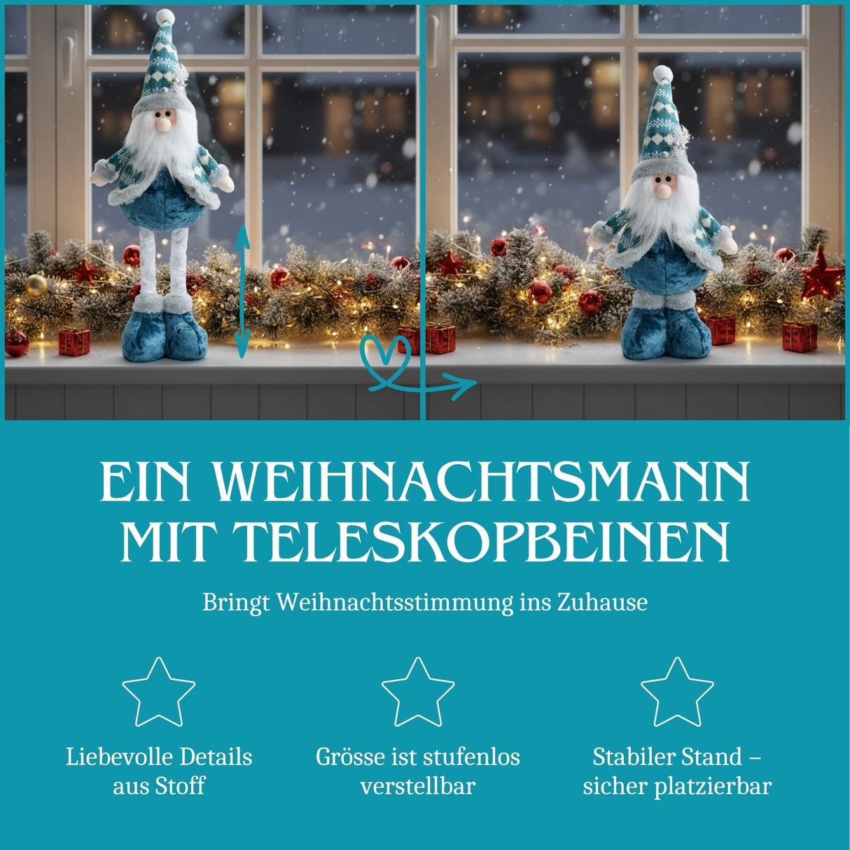 Deko-Weihnachtsmann Weihnachtsmannfigur Stehfigur Weihnachtsmann