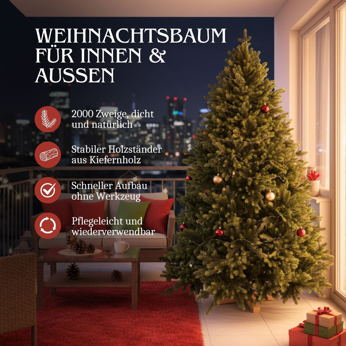 Weihnachtsbaum 210cm mit Tasche Christbaum Tannenbaum Tanne Xmas-Baum