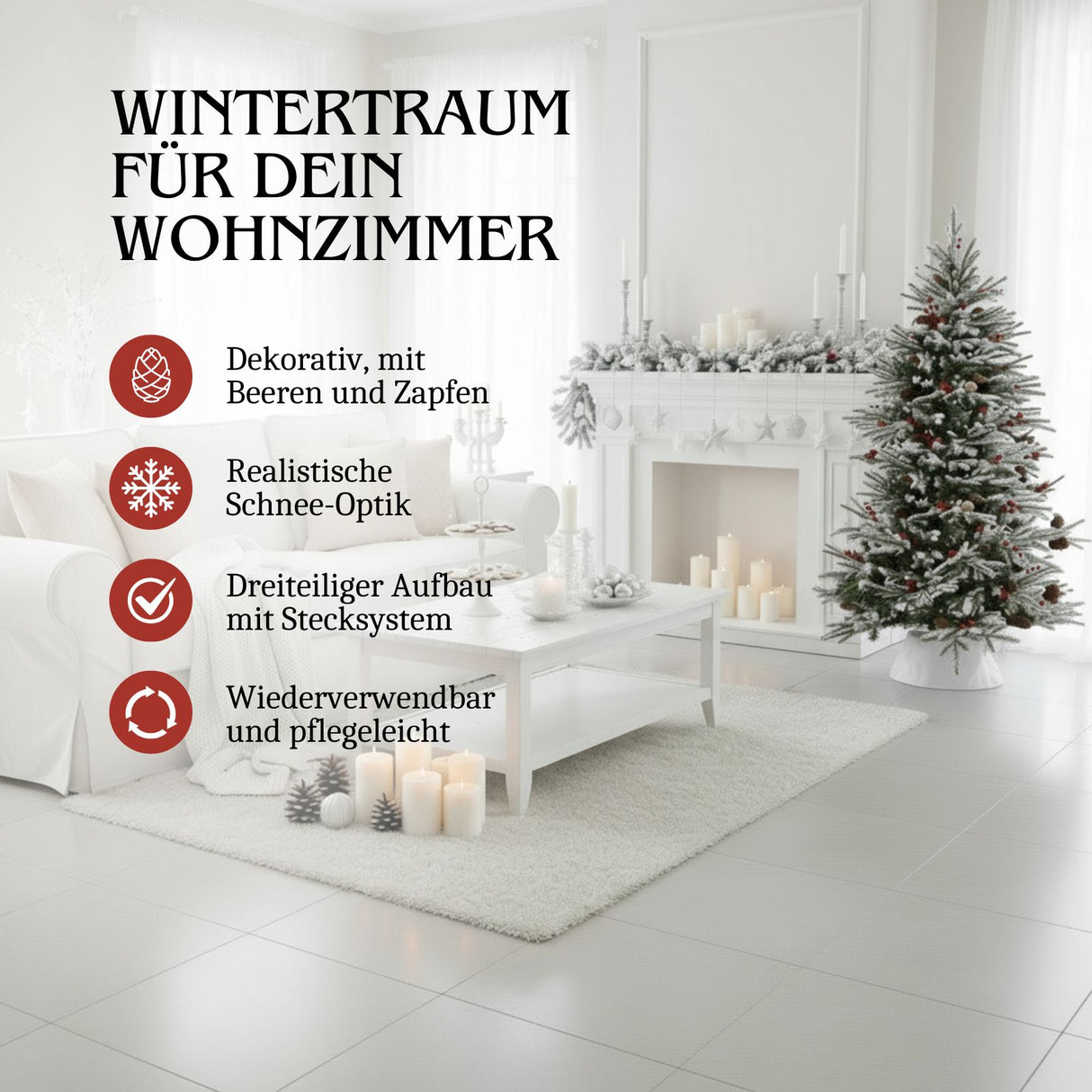 Weihnachtsbaum 180cm mit Schnee Tannenbaum Kunsttanne Christbaum