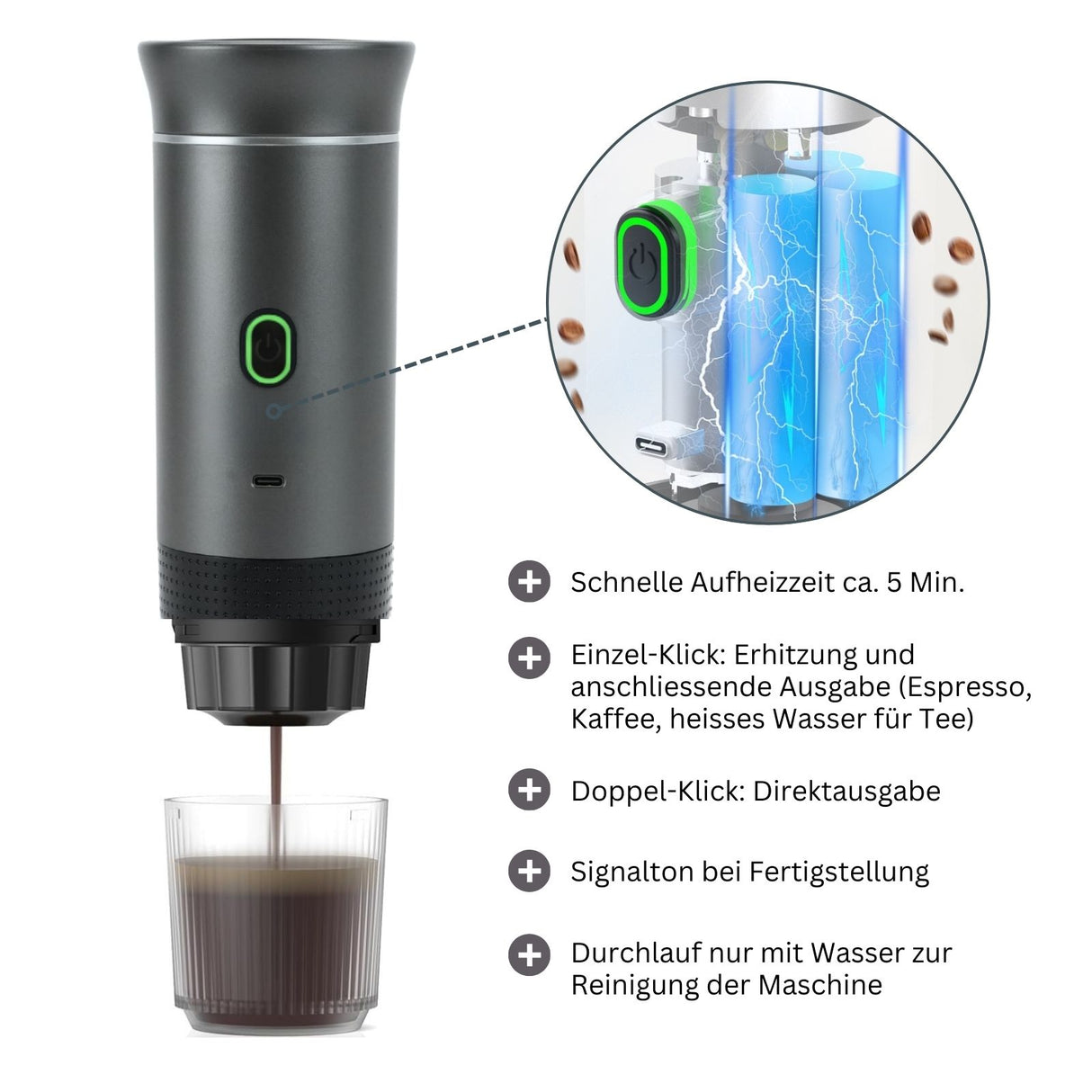 Kaffeemaschine tragbar Reisekaffeemaschine Espressokocher Kaffeeautomat