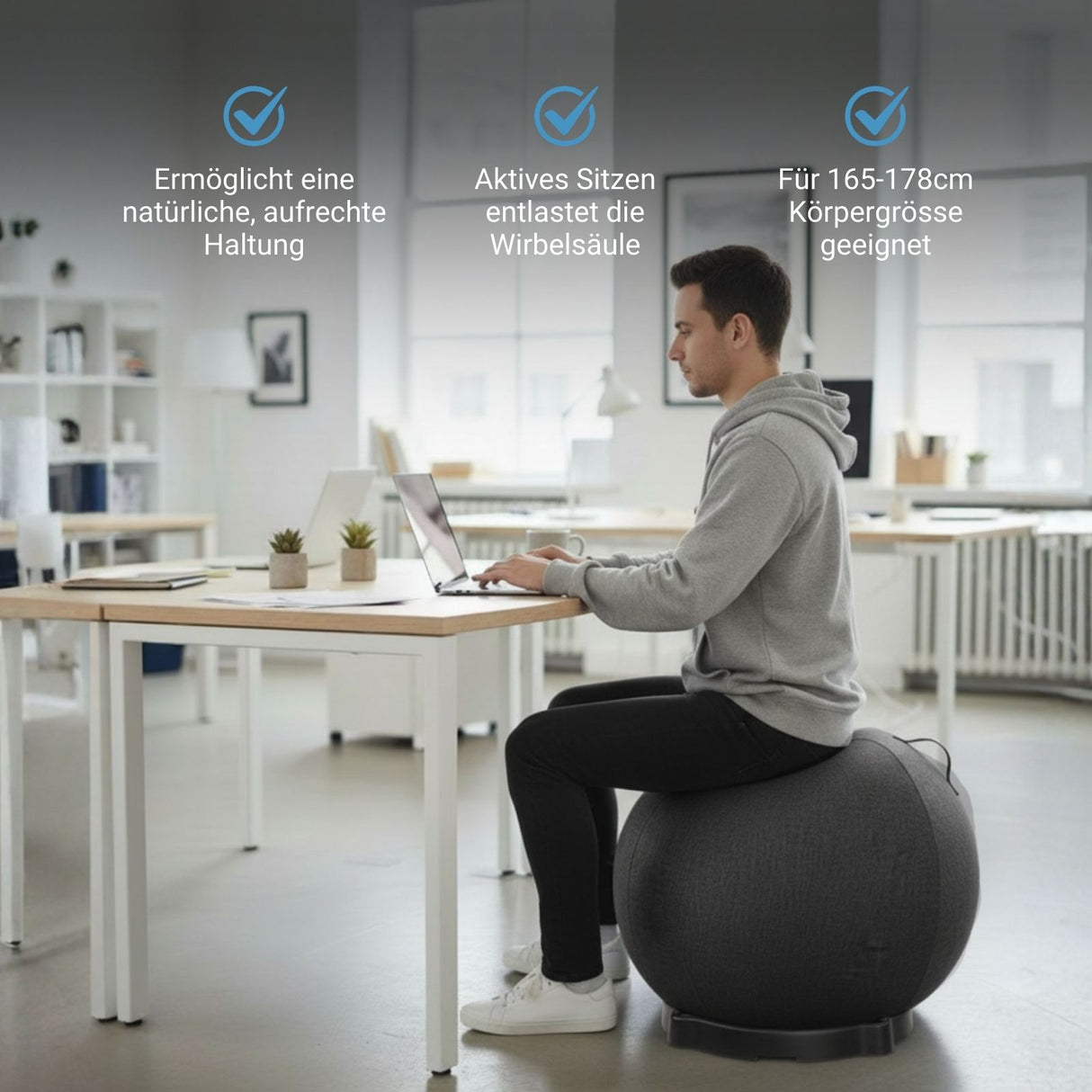 Sitzball mit Schutzhülle Fitnessball Yoga-Ball Gymnastikball