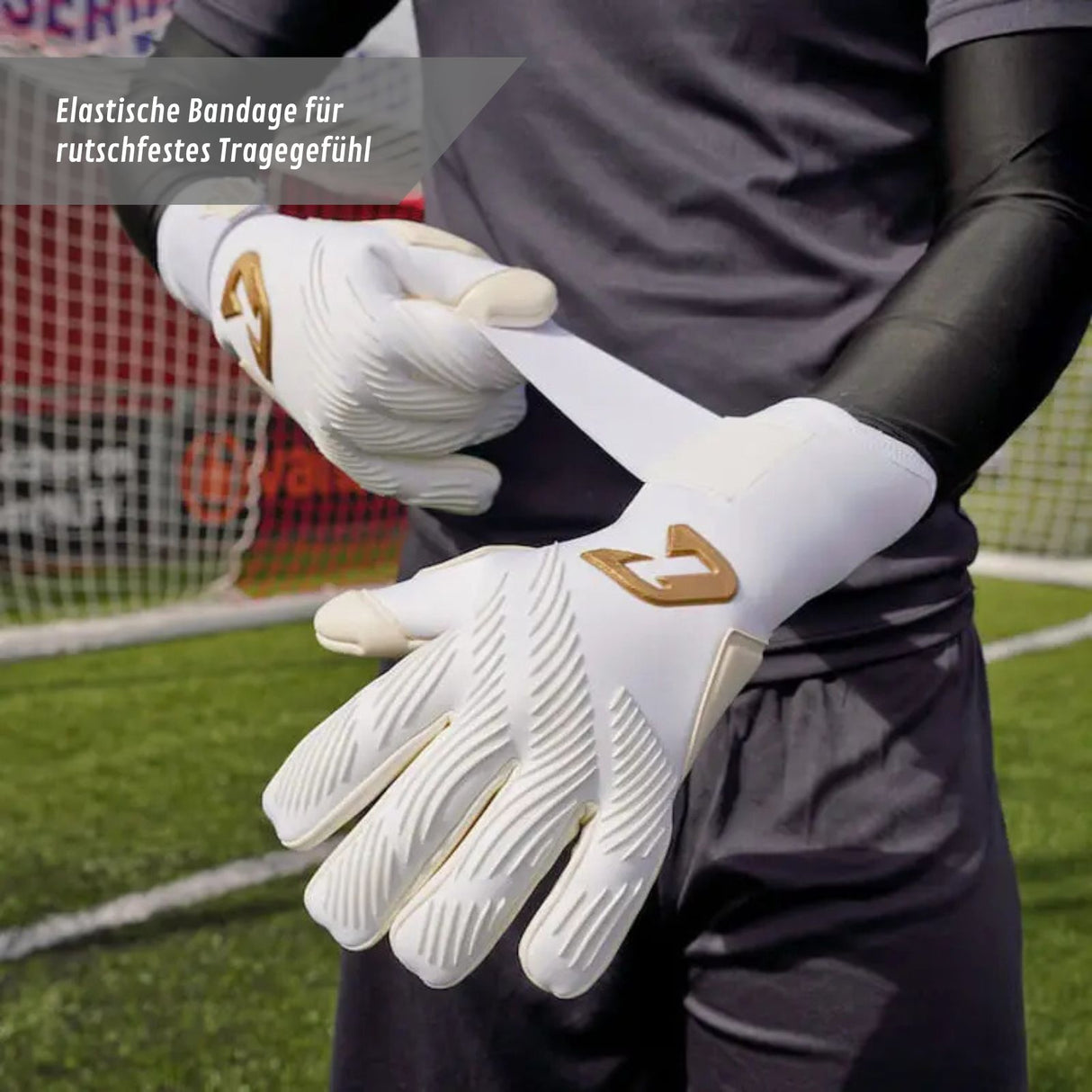 Fussballhandschuhe Invictus White Gold Gr. 7 Torwart Goalie Handschuhe