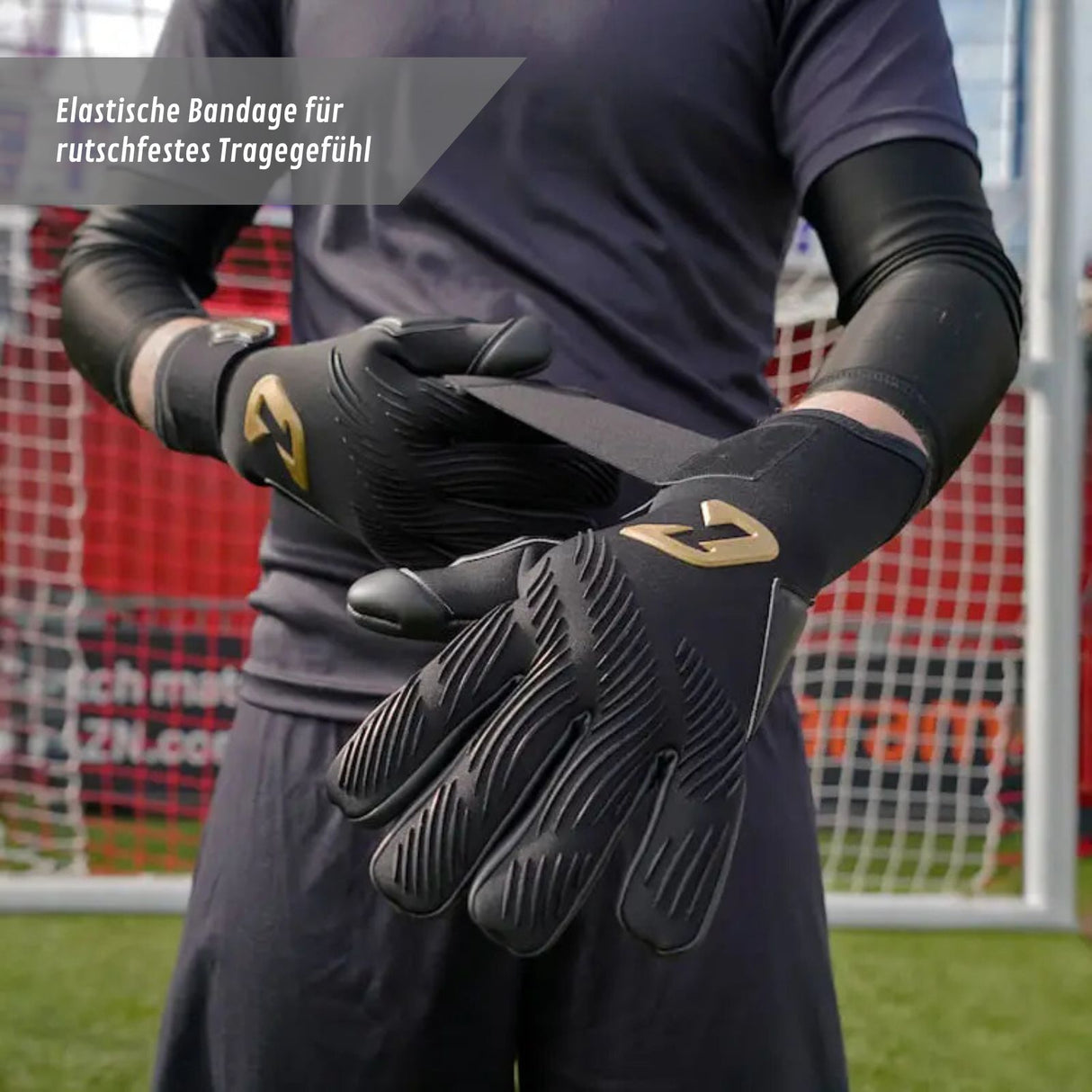 Fussballhandschuhe Invictus Black Gold Gr. 8 Torwart Goalie Handschuhe