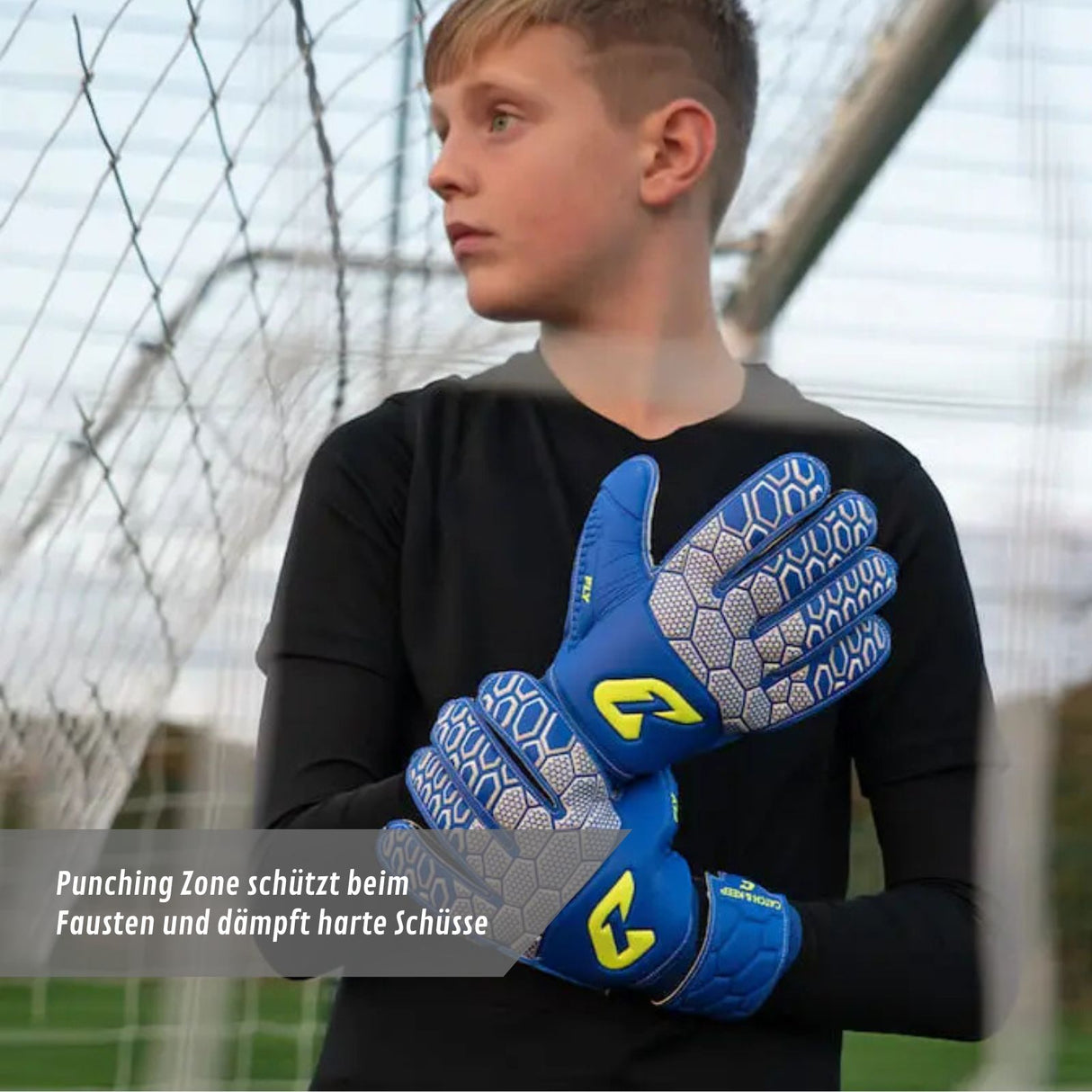 Fussballhandschuhe Fly Kids Blue Soul Gr. 6 Torwart Goalie Handschuhe