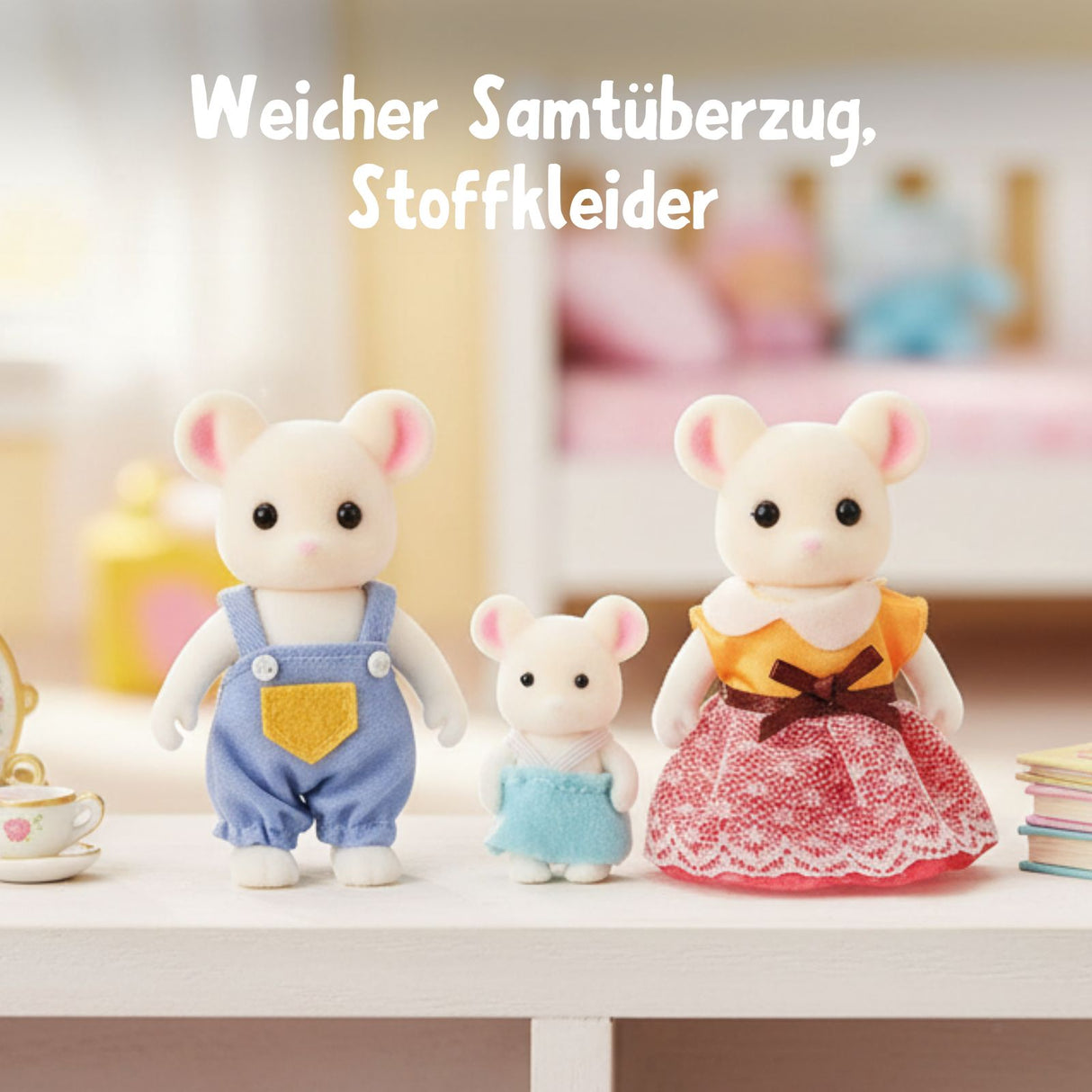 3-tlg. Mäuse-Puppenfamilie Puppen Spielzeugfiguren Kinderspielzeug