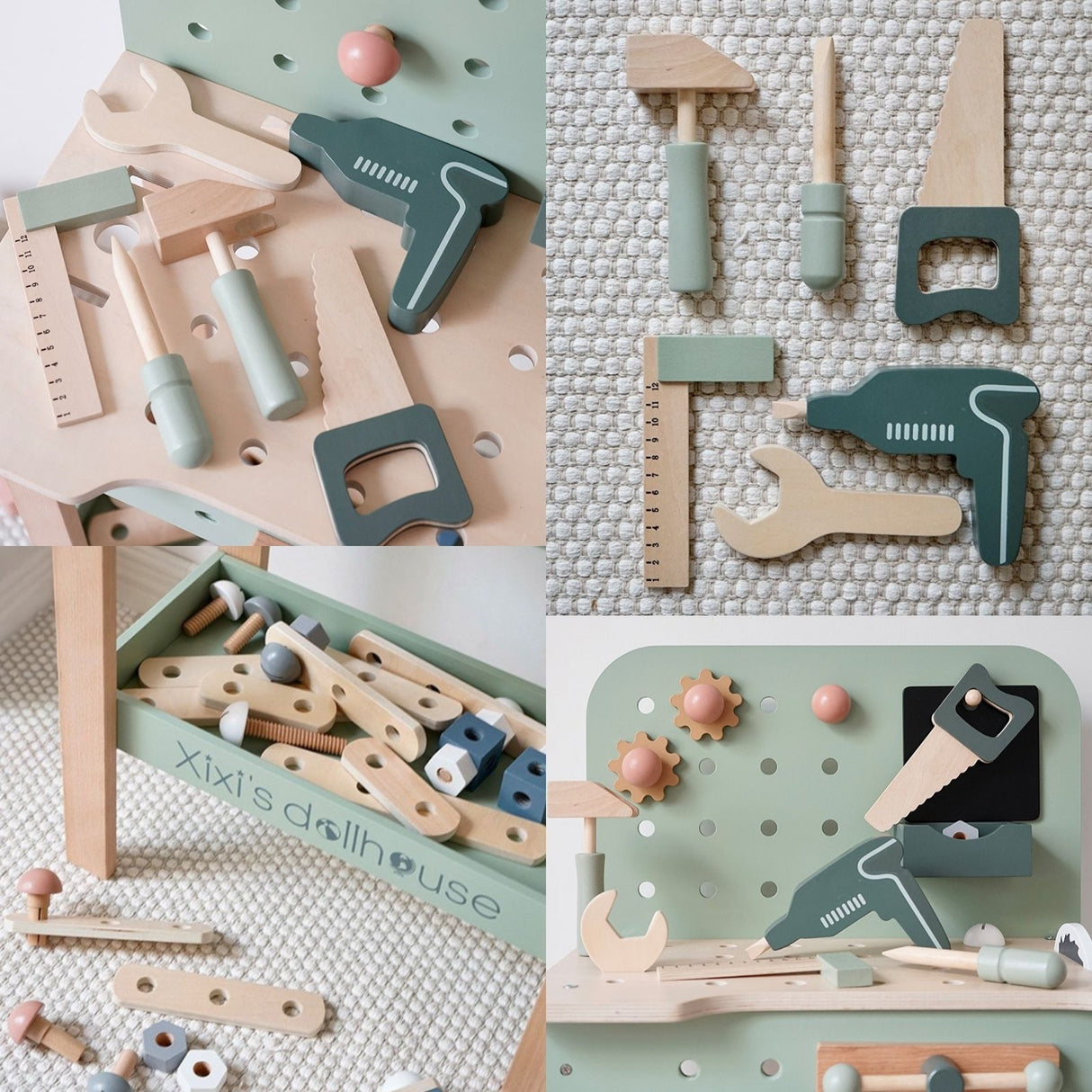 111-tlg. Werkbank-Set aus Holz für Kinder Spielwerkbank Werkzeugbank