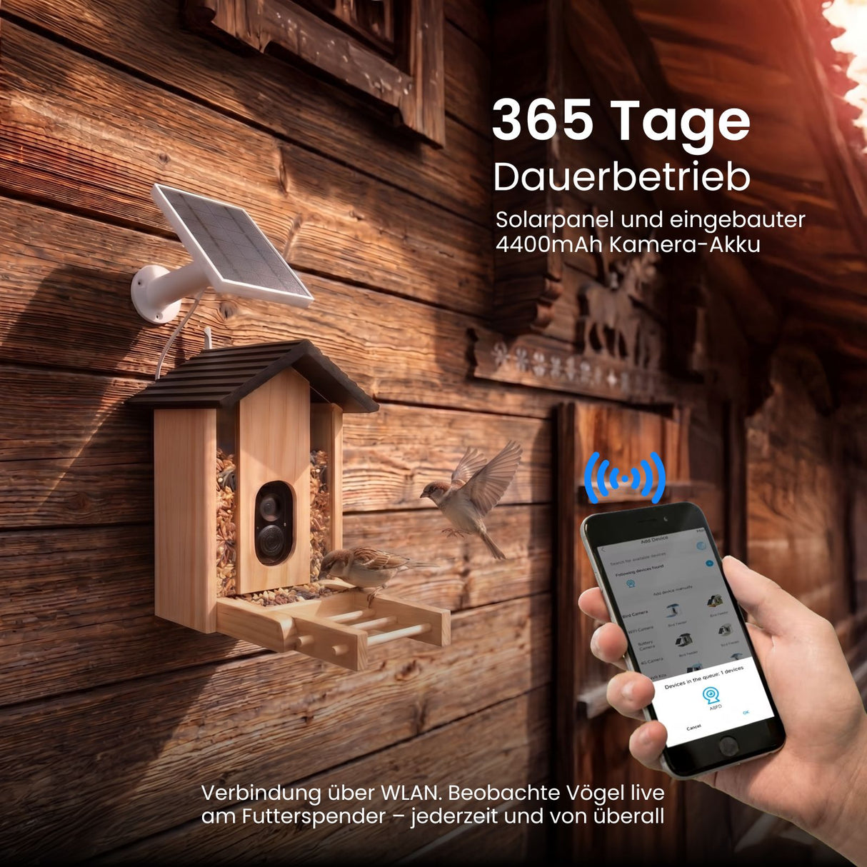 Vogel-Futterautomat mit Kamera und Solar Vogelfutterhaus Futterspender