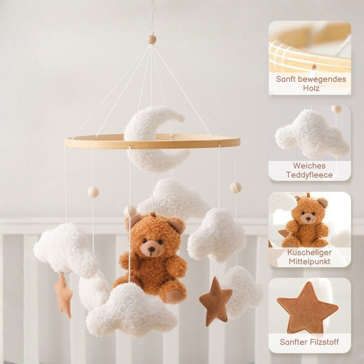 Babymobile Teddybär Hängemobile Mobile Babyspielzeug Schlafmobile