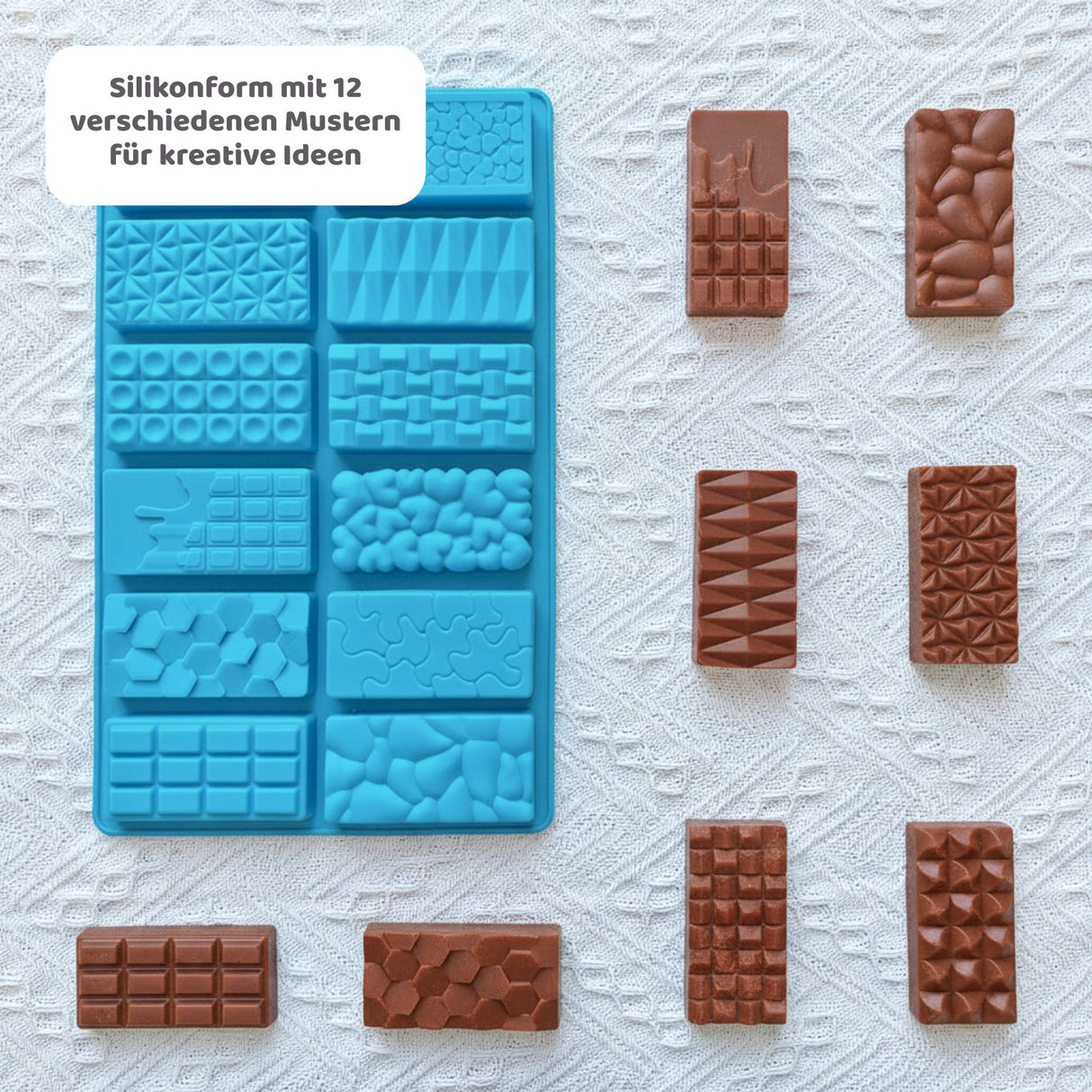 Silikonform mit 12 Kammern Schokoladenform Motivform Mini-Kuchenform