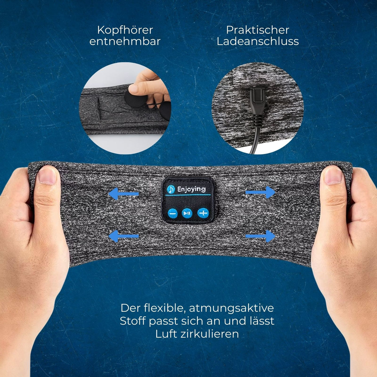 Bluetooth Schlafmaske Augenmaske Kopfband mit Stereo Kopfhörern
