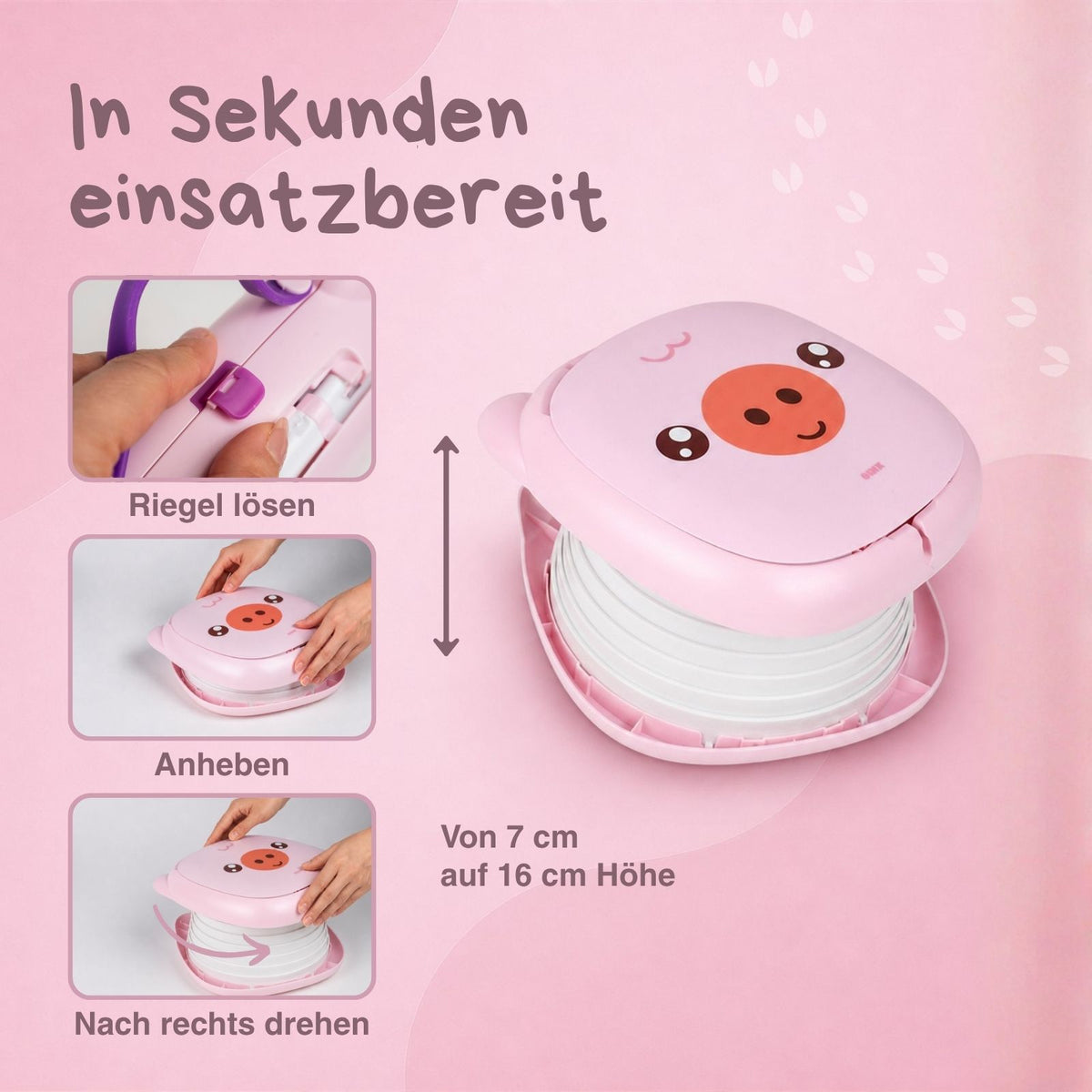 Tragbare Kindertoilette Säuli Toilette Toilettentrainer Reise-Töpfchen