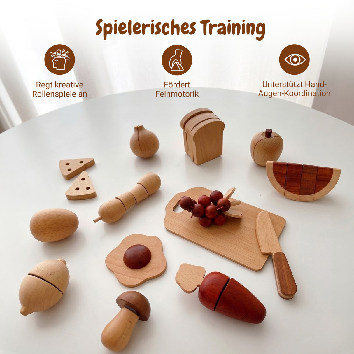 30-tlg. Holz-Lebensmittel-Set Schneide-Lebensmittel Kinder-Küchenset