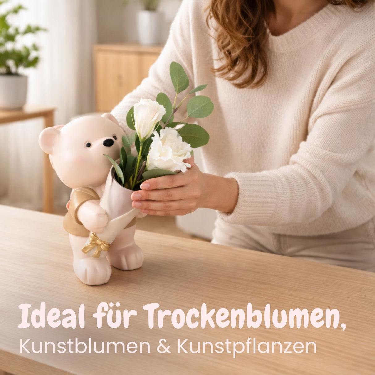 Stehender Bär-Vase Dekoration Blumenarrangement Wohnaccessoire