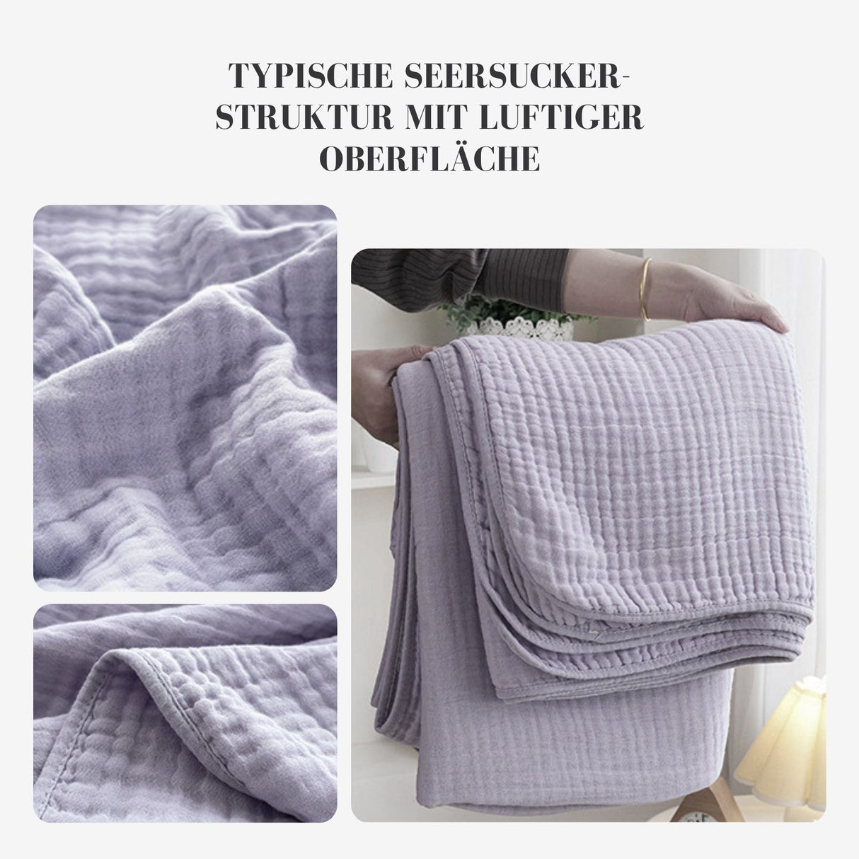 Seersucker-Decke Sofadecke Bettdecke Sommerdecke Baumwolldecke