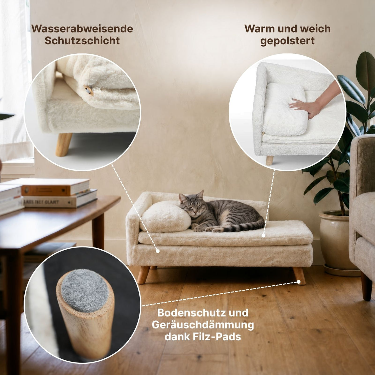 Katzenbett mit Kissen Gr. M Katzensofa Hochbett Hundebett Liegeplatz