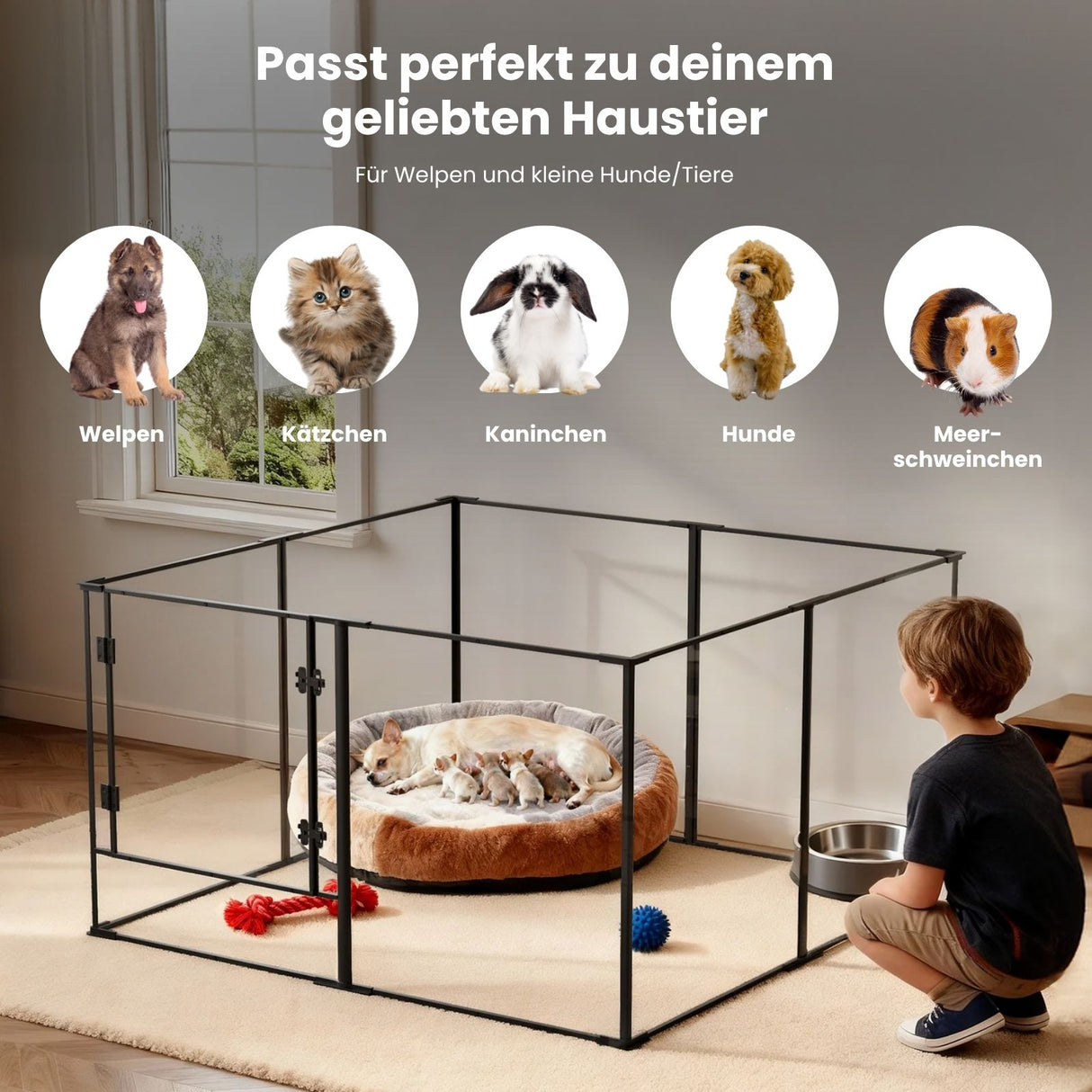 Acryl-Laufstall Welpengehege Hundeauslauf Wurfbox Gehege