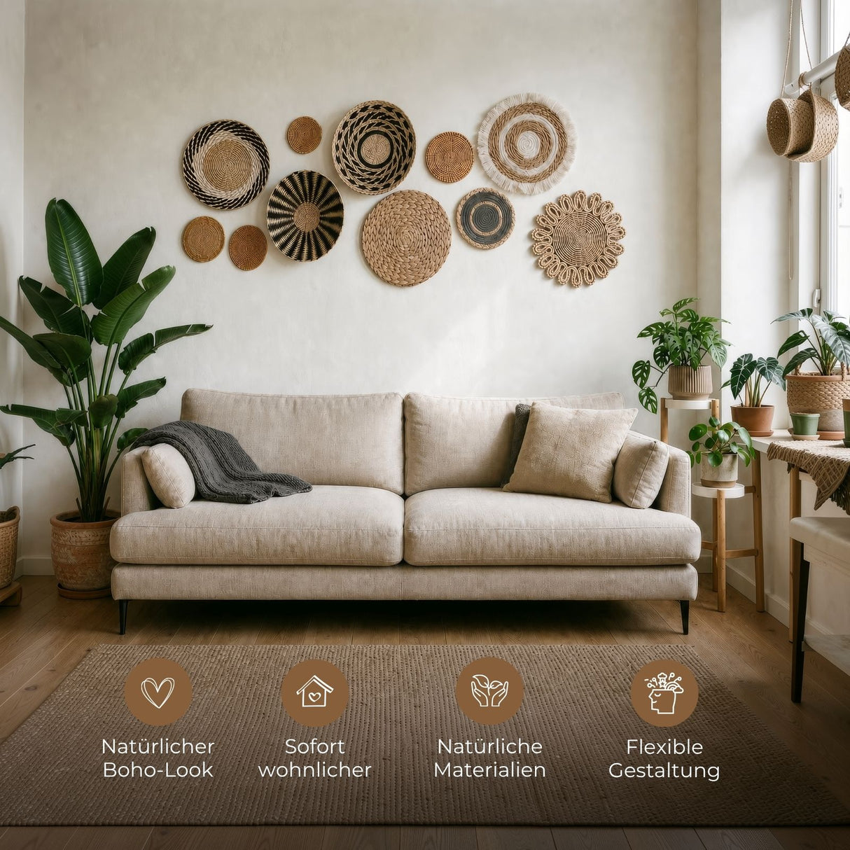 11-tlg. Set Boho-Wandteller Wanddeko Dekoelement Wandschmuck Boho-Stil