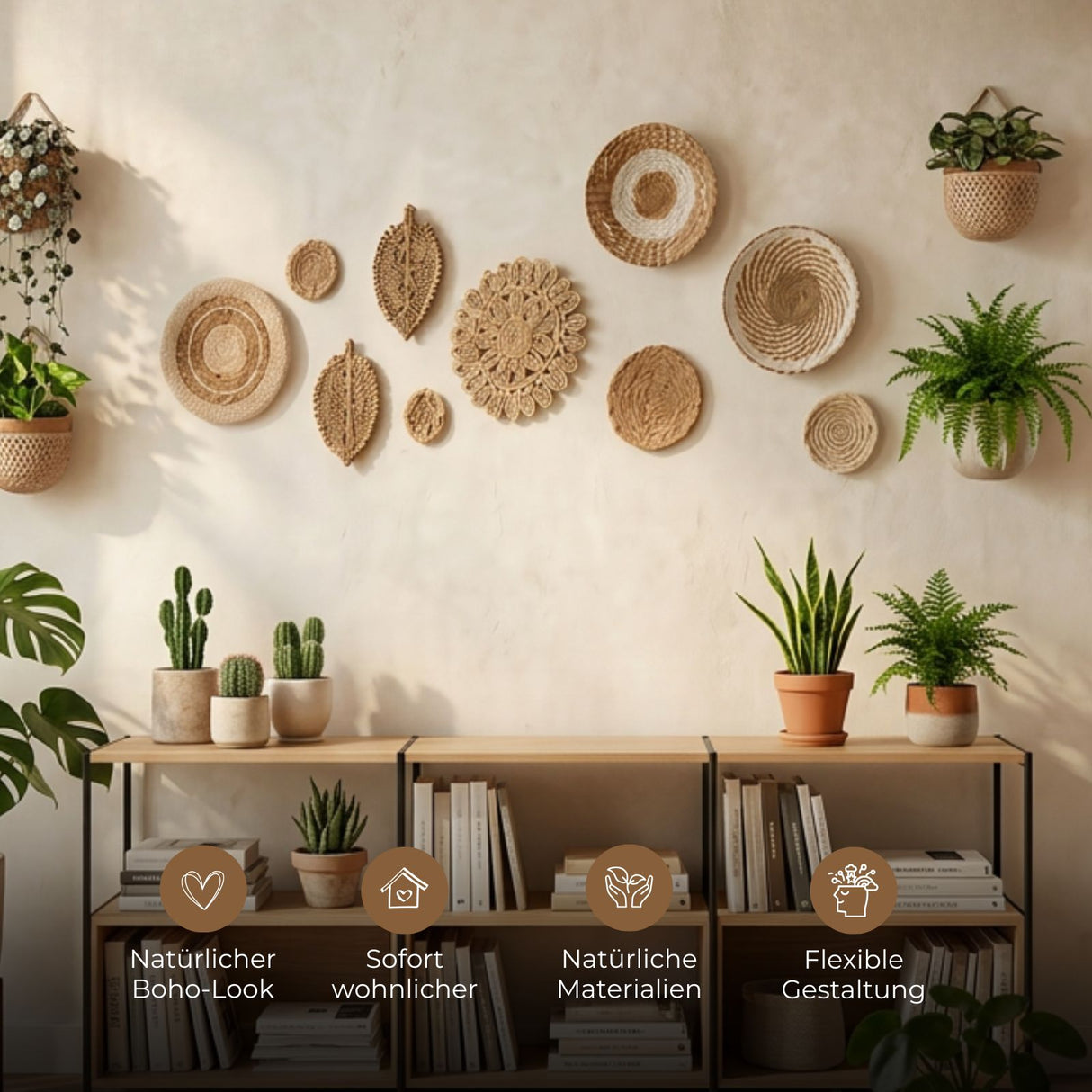 10-tlg. Set Boho-Wandteller Dekoelement Wanddeko Wandschmuck Boho-Stil