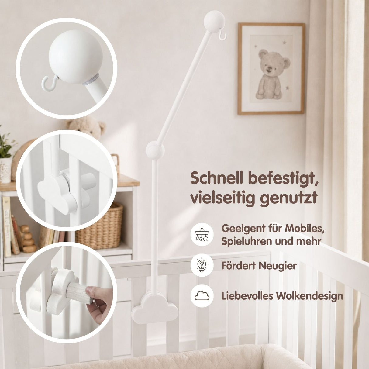 Mobile mit Halterung Teddybär Babymobile mit Mobilearm