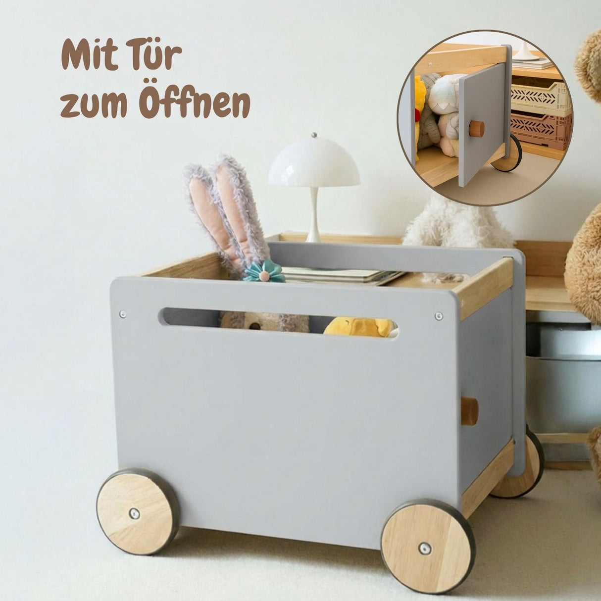 2er-Set Holz-Bücherkiste auf Rollen Spielzeugtruhe Spielzeugkiste