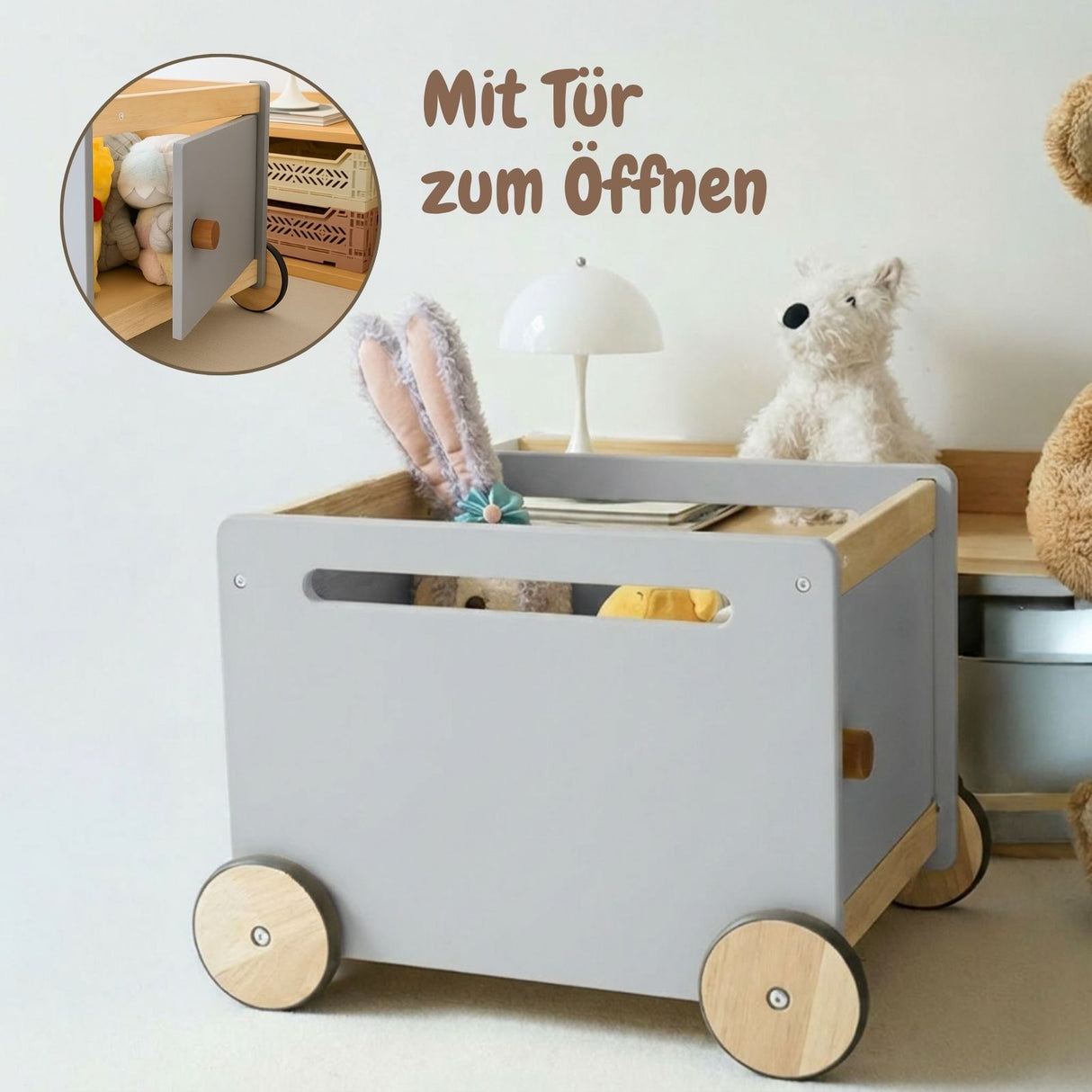 3er-Set Holz-Spielzeugtruhe auf Rollen Spielzeugkiste Bücherkiste