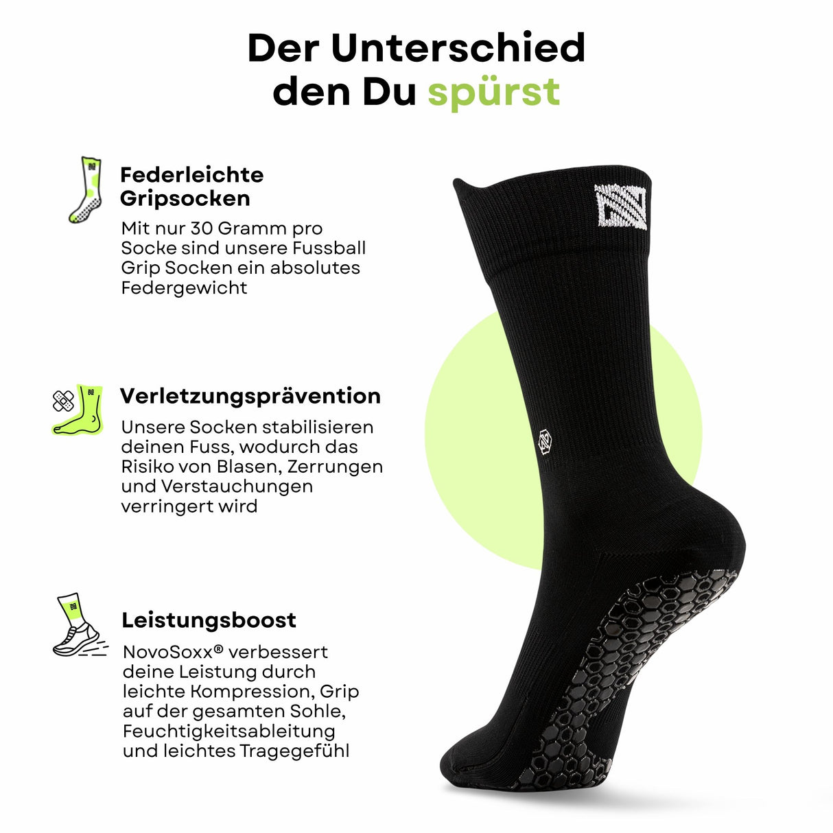 Fussballsocken Gr. 36-41 Sportstrümpfe GripSoxx NX Schwarz